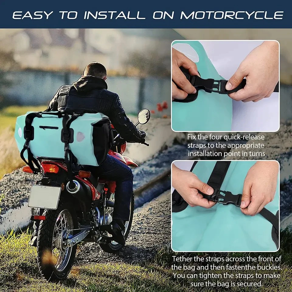 Custom Logo PVC TPU 50L 70L Waterproof Moto Bags Motorcycle Duffel Bag for Travel Cycling