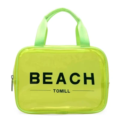 Borsa per la spesa da nuoto in plastica trasparente stampata rettangolare in PVC per borsa da spiaggia in PVC da spiaggia con borsone alla moda da donna